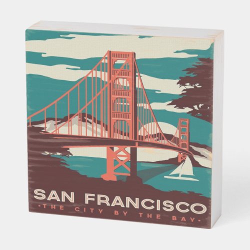 San Francisco Vintage Style Golden Gate Bridge  Wooden Box Sign
