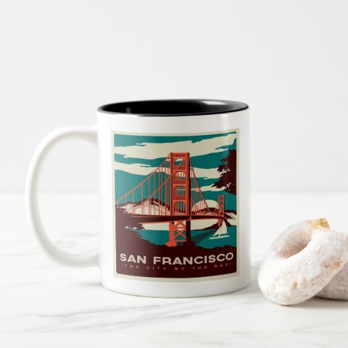 San Francisco Vintage Style Golden Gate  Two_Tone Coffee Mug