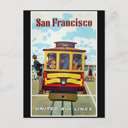 San Francisco Vintage Travel Poster Postcard