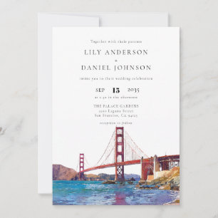 San Francisco Watercolor All In One Wedding Invitation
