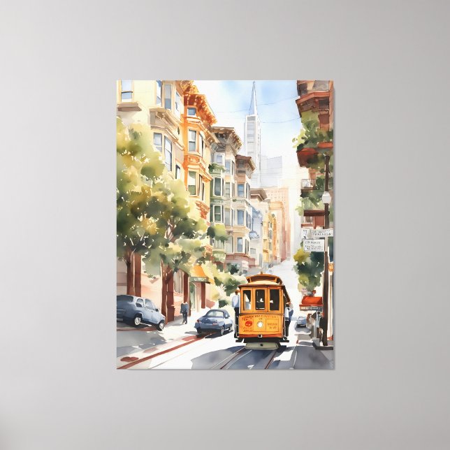 San Francisco watercolor art Canvas Print (Front)