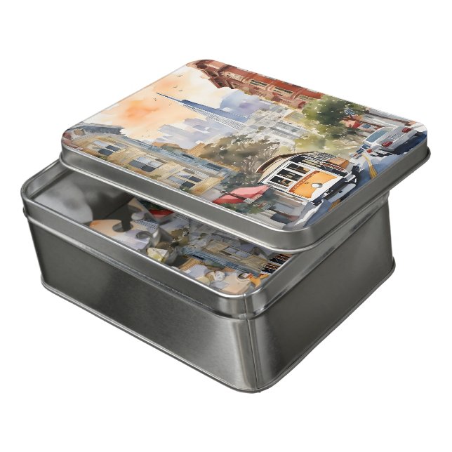 San Francisco watercolor art Jigsaw Puzzle (Lid Open)