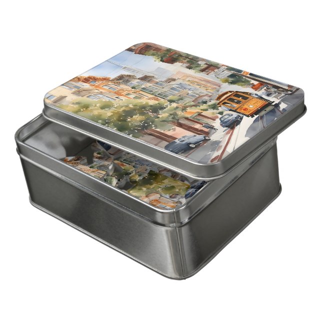 San Francisco watercolor art Jigsaw Puzzle (Lid Open)