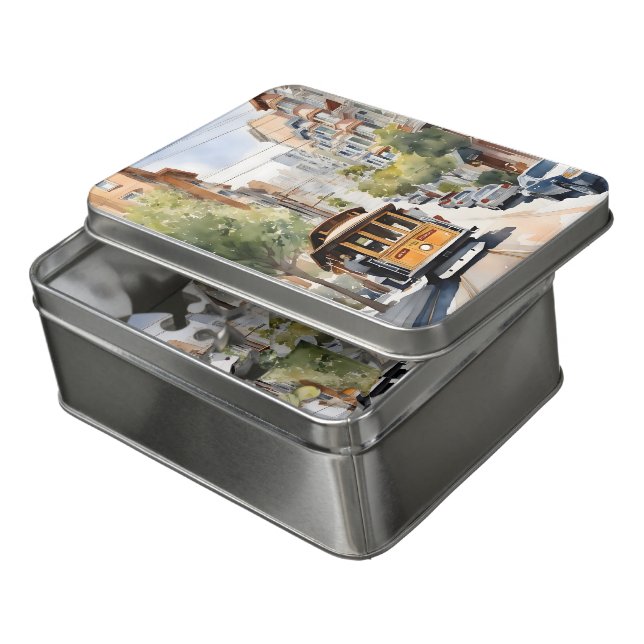 San Francisco watercolor art Jigsaw Puzzle (Lid Open)