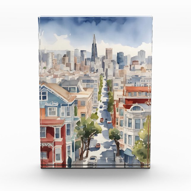San Francisco watercolor art Photo Block (Front)