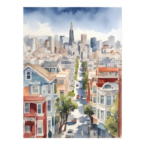 San Francisco watercolor art Photo Print