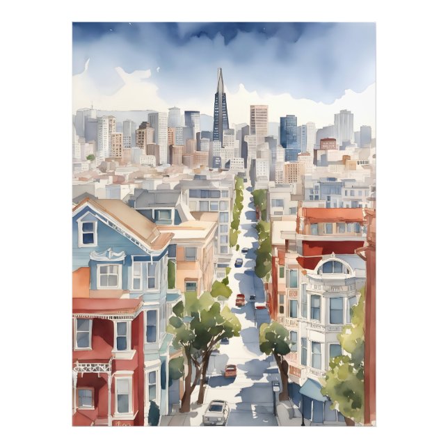 San Francisco watercolor art Photo Print (Front)