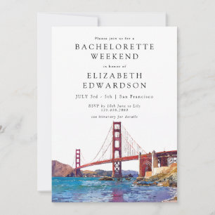 San Francisco Watercolor Bachelorette Weekend Invitation