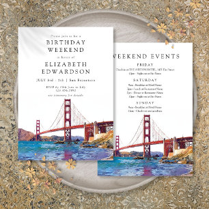 San Francisco Watercolor Birthday Weekend Invitation