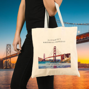 San Francisco Watercolor Birthday Weekend Tote Bag