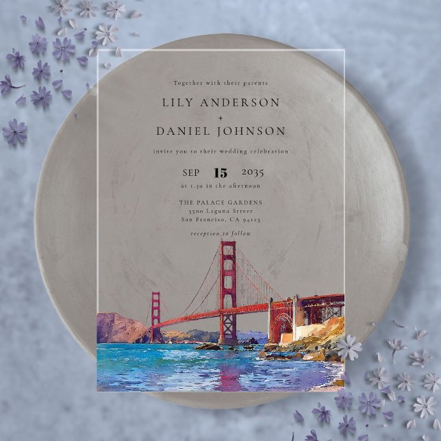 San Francisco Watercolor Destination Wedding Acrylic Invitations (San Francisco Watercolor Destination Wedding Acrylic Invitations)