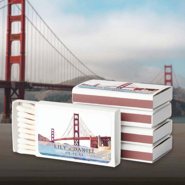 San Francisco Watercolor Wedding Matchboxes (San Francisco Watercolor Wedding Matchboxes)