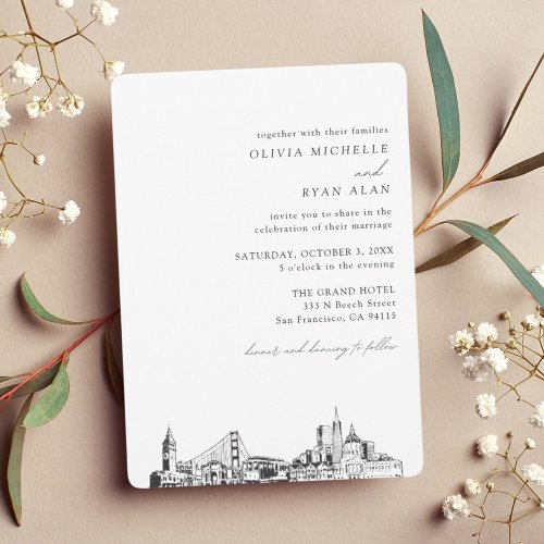 San Francisco Wedding Elegant Skyline Invitation