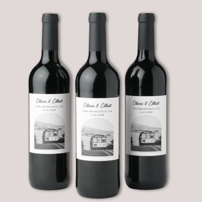 San Francisco Wedding Favor Black & White Wine Label (San Francisco Wedding Favor Black & White Wine Label
)