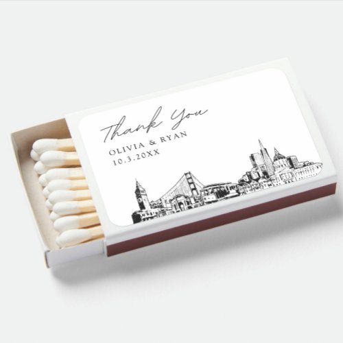 San Francisco Wedding Favor Custom Thank You Matchboxes