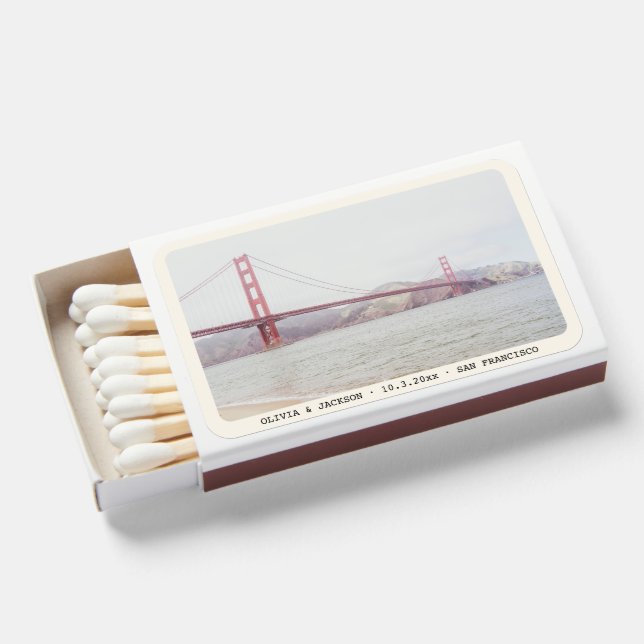 San Francisco Wedding Favor Golden Gate Bridge Matchboxes (Front Open)