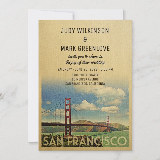 San Francisco Wedding Invitation Golden Gate (Front)