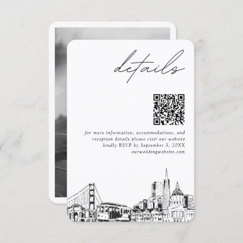 San Francisco Wedding Modern Details QR Code Enclosure Card