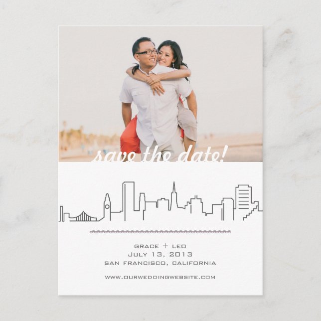 San Francisco Wedding Save the Date with photo Announcement Postcard (Front)