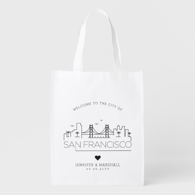 San Francisco Wedding | Stylized Skyline Grocery Bag (Front)