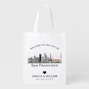 San Francisco Wedding   Stylized Skyline Grocery Bag