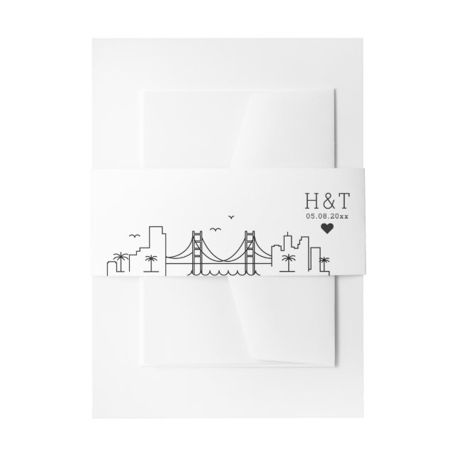 San Francisco Wedding | Stylized Skyline Monogram Invitation Belly Band (Front Example)