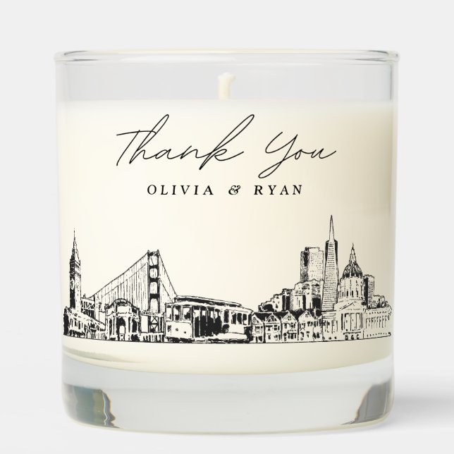 San Francisco Wedding Thank You Gift Custom Candle (Front)