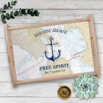 San Francisco Welcome Aboard Anchor Boat Name Serving Tray