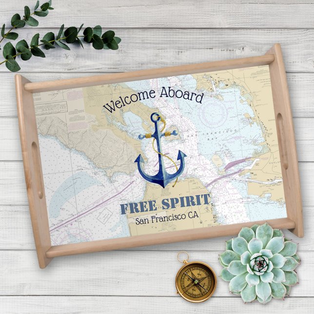 San Francisco Welcome Aboard Anchor Boat Name Serving Tray (Creator Uploaded)