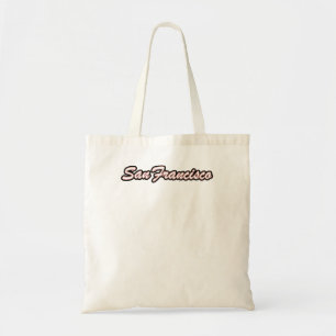 San Francisco White Red and Gold on Black Tote Bag