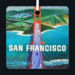 San Francisco's Golden Gate Bridge  Metal Ornament<br><div class="desc">A great vintage poster of San Francisco's Golden Gate Bridge - the gateway to the Sonoma & Napa Wine Countries repurposed on an ornament.</div>