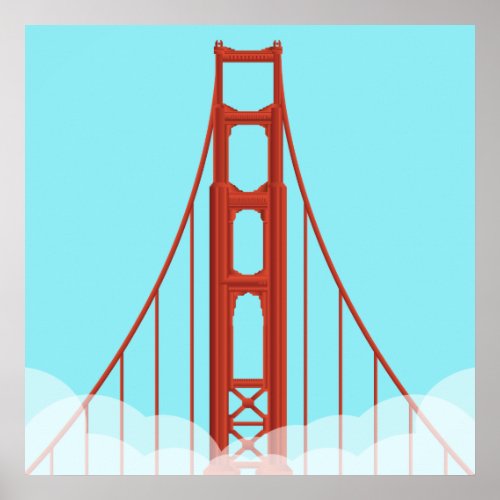 San Franciscos Iconic Golden Gate Bridge Illustra Poster