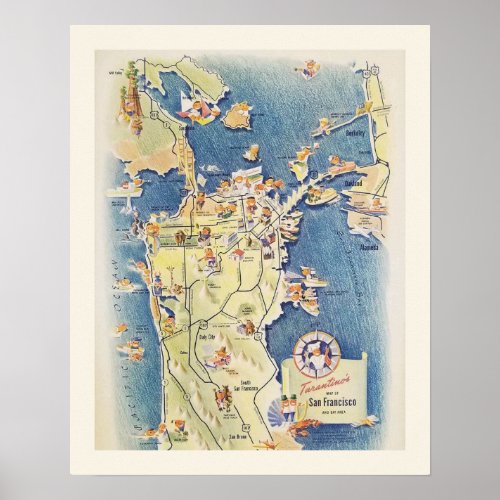 San Franciscos Tarantino Map Poster