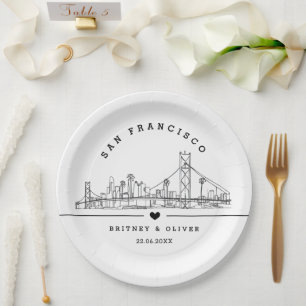 San Franciso Skyline – Custom Wedding favor Paper Plates