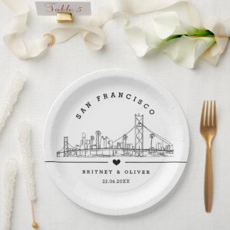 San Franciso Skyline – Custom Wedding favor Paper Plates
