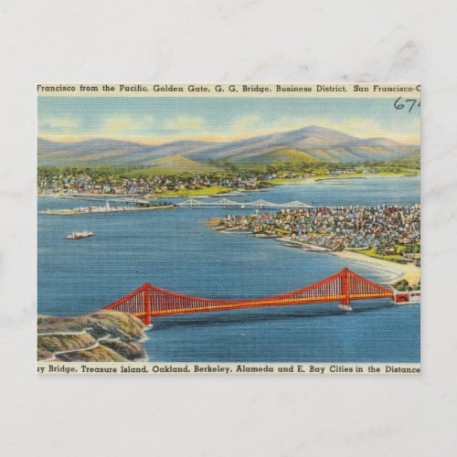San Fransisco Golden Gate Bridge Vintage Postcard