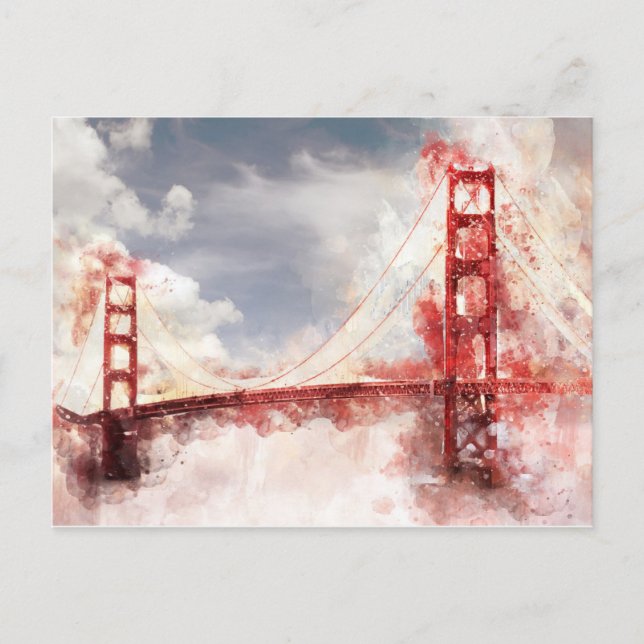 San Fransisco Golden Gate Bridge watercolor Postcard (Front)