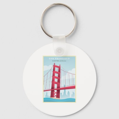 San Fransisco USA _ Vintage Travel Poster Keychain