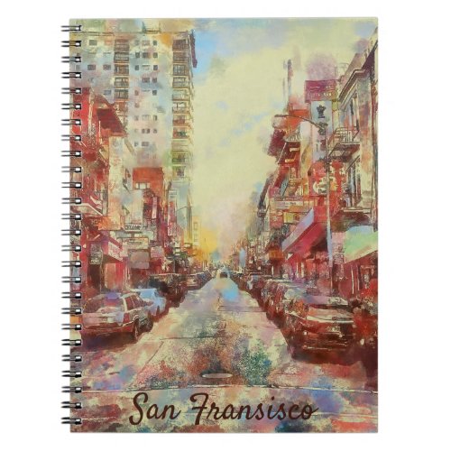 San Fransisco Watercolor CIty Scape Custom Text Notebook