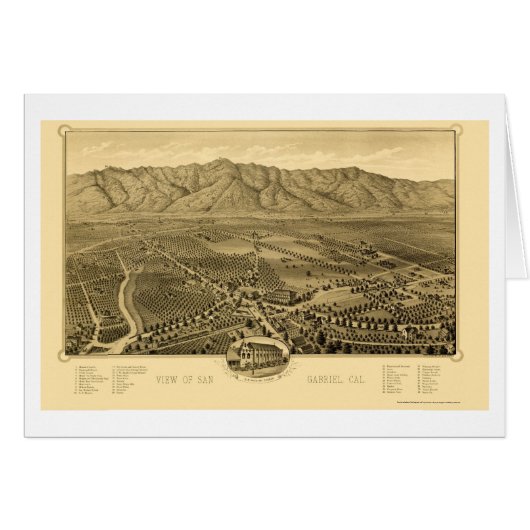 San Gabriel, CA Panoramic Map - 1893 Cards (Front Horizontal)