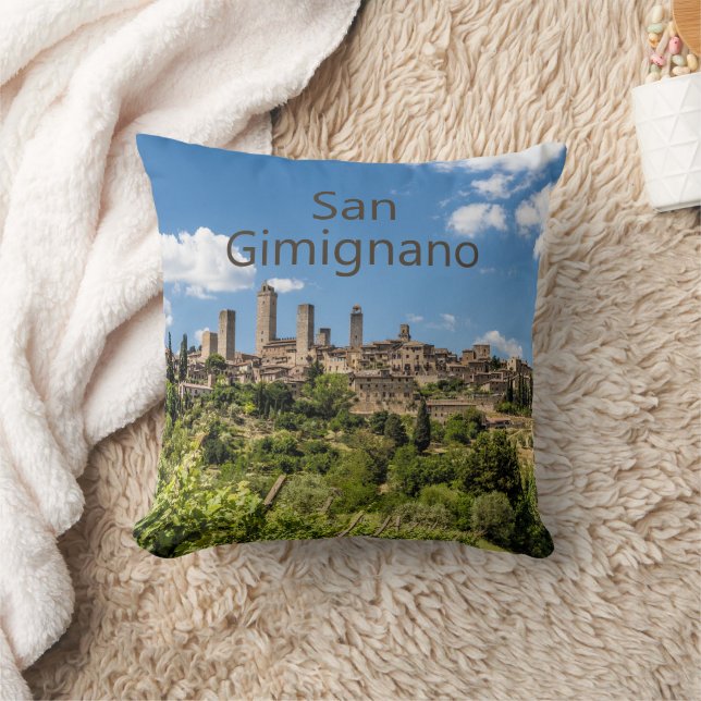 San Gimignano Tuscany Italy Panorama Souvenir Throw Pillow (Blanket)