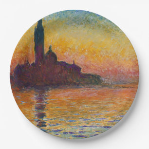 San Giorgio Maggiore at Dusk (by Claude Monet) Paper Plates