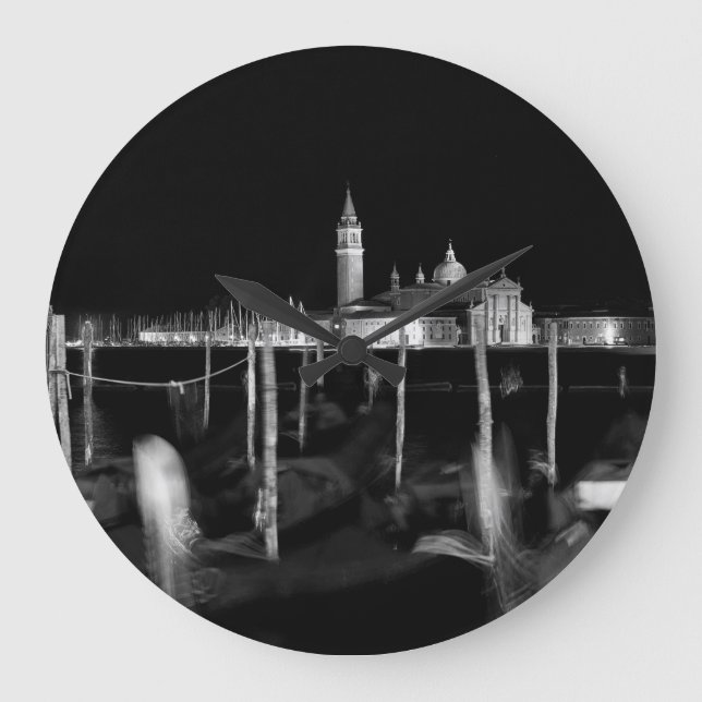 San Giorgio Maggiore church, gondolas in Venice Large Clock (Front)
