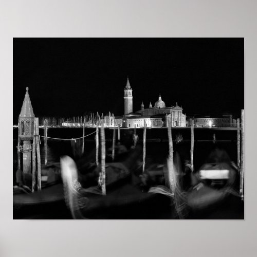 San Giorgio Maggiore church gondolas in Venice Poster