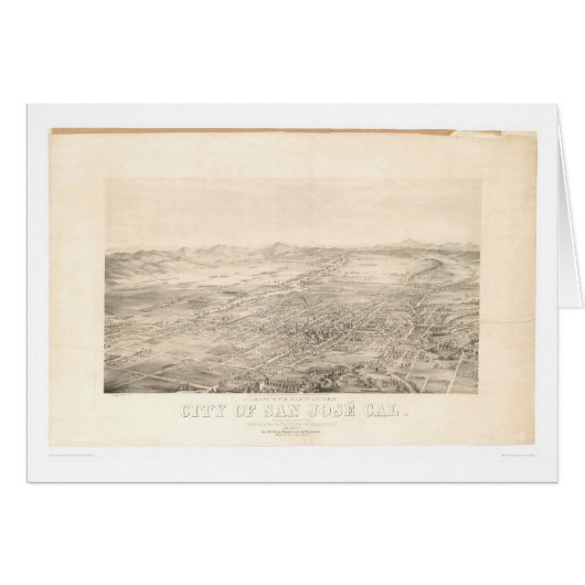 San Jose, CA. Panoramic Map 1869 (1559A) Cards (Front Horizontal)