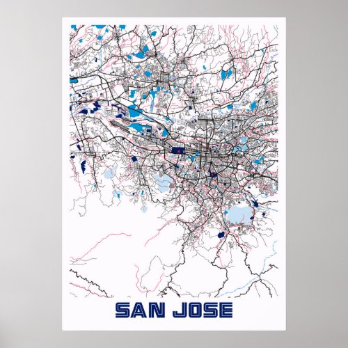 San Jose _ Califonia MilkTea City Map Poster
