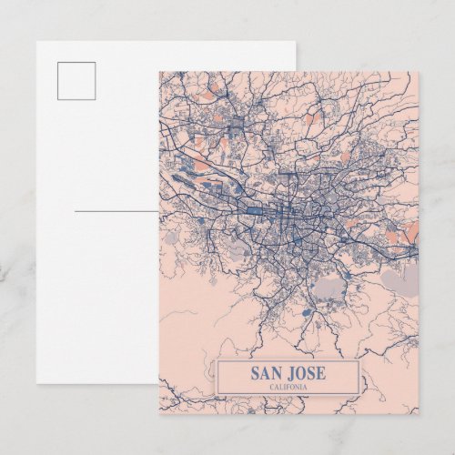 San Jose California Breezy City Map Travel Postcard