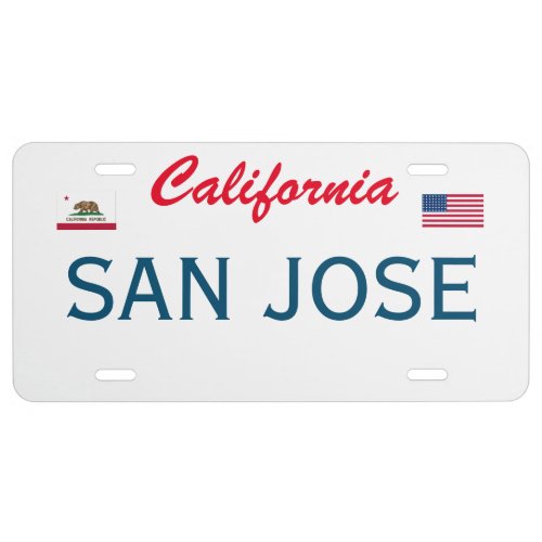San Jose California Custom License Plate