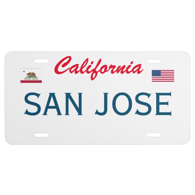 San Jose California Custom License Plate (Front)