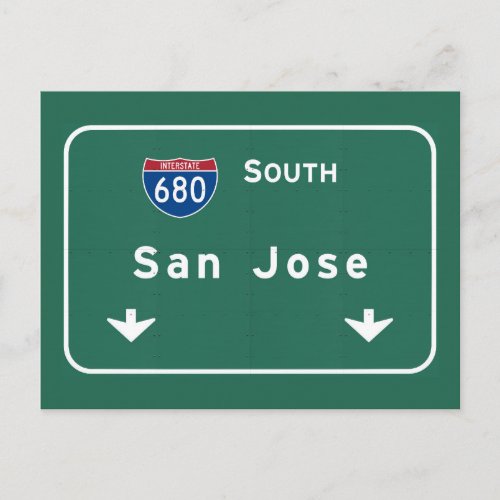 San Jose California Interstate Highway Freeway  Postcard
